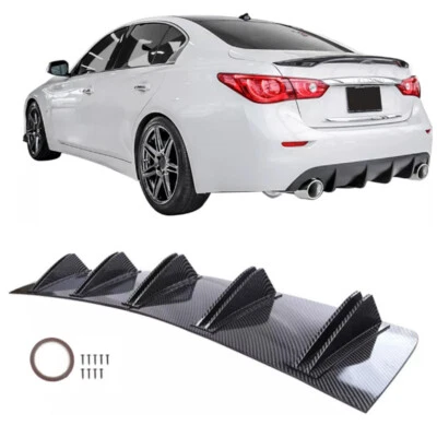 Difusor labial divisor spoiler traseiro 10 barbatanas de tubarão para Infiniti G37 M35 G35 - Imagem 1 de 4