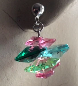 925 Silver Multi Colour Swarovski Crystal Stud/ Butterfly Fastening Earrings #43 - Picture 1 of 10
