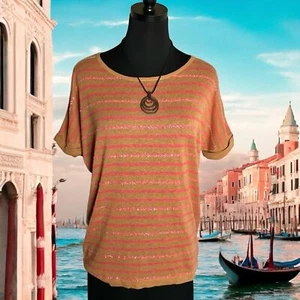 Boden maglione leggero a righe manica corta misto lino taglia media - Foto 1 di 8