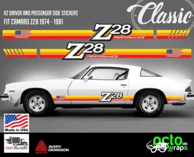 fit Chevrolet CAMARO Z28 doors decal sticker classic parts hot wheels slot car - Image 1 of 4