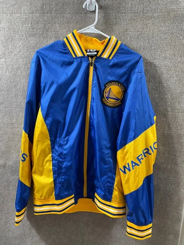 Vintage NBA Men's Golden State Warriors Windbreaker Zip Up Jacket Size Large Cover
