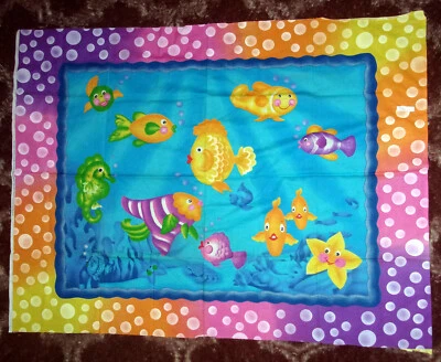 46” x 35” cotton fabric salt water fish tank by Donna Dewberry starfish seahorse - Image 1 of 4