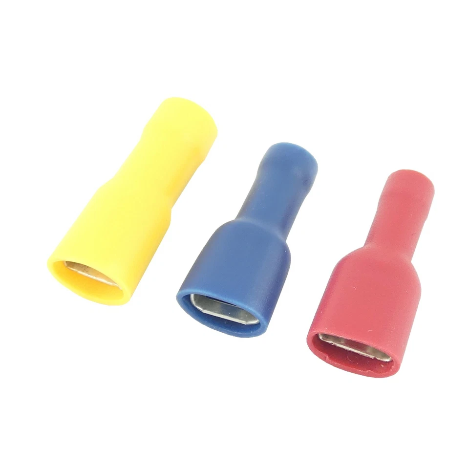 Fully Insulated Spade Connectors Female Terminals Red Blue Yellow All Tab Sizes - Image 1 of 1