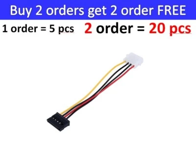 5Pcs IDE/Molex 4-Pin Male To Serial ATA SATA 15-Pin Female Power Adapter Cable - Image 1 of 4