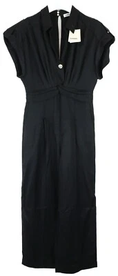 SANDRO Tenerife Tuta Donna (EU) 42 Manica Corta Plissettata Collo A V Zip Nera - Immagine 1 di 4