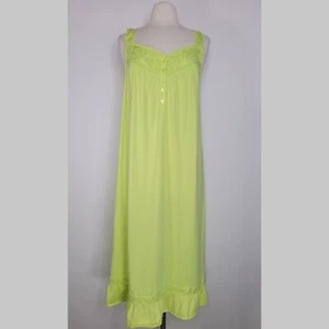 SERENADA Brat Green Nightgown Size 1X Embroidered Sleeveless Ruffle Cottage Midi - Picture 1 of 9