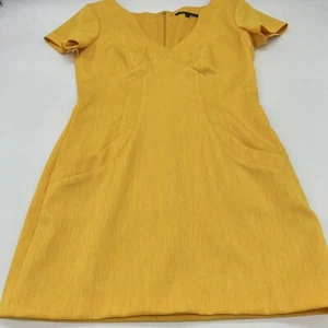 David Meister Bright Yellow Short Sleeve Sheath Dress 6 - Picture 1 of 4