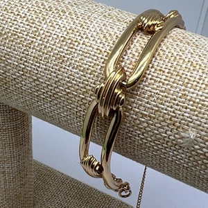 Bellissimo Bracciale Monet Vintage Tono Oro 7” Con Catena di Sicurezza 7032 - Foto 1 di 7