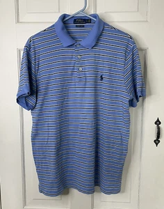 Camisa Polo Ralph Lauren Para Hombre Manga Corta Personalizada Calce Ajustado Azul Rayas Talla Grande - Imagen 1 de 3
