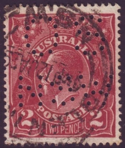 2d MARRÓN KGV ÚNICO WMK PERFORADO "OS/NSW" USADO (A11215) - Imagen 1 de 1
