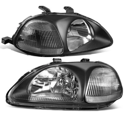 JDM Black Headlight Fit For Honda Civic EJ EJ6 EK EK4 EK9 2DR 3DR 4DR 1996-1998 - Image 1 of 4