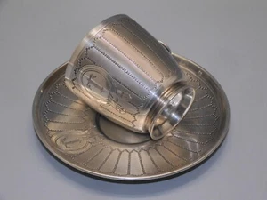 -TASSE et SA SOUCOUPE en ARGENT Poinçon MINERVE CHIFFREES T Collection Vitrine D - Afbeelding 1 van 24
