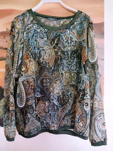 Bluse/Tunika von Geisha, Paisleymuster mit Goldfarbe durchwirkt, Gr. 42/XL, neu - Bild 1 von 6