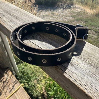 AllSaints Belt Womens Small Black Buffalo Leather Studded Punk Rock Metal Buckle - Image 1 of 4