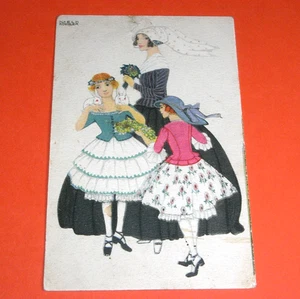ORIGINAL  MELA KOEHLER SIGNED ART NOUVEAU GLAMOUR POSTCARD - LADY & CHILDREN. - Picture 1 of 2
