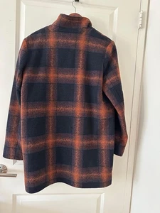 schöner Pendleton Damen Wollmischung Walker Mantel Jacke dunkelblau kupfer kariert - Bild 1 von 24