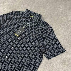 NUEVA Camisa de Murano para Hombres LT Abotonada Negra Abstracta Rendimiento Elastizada Absorbente - Imagen 1 de 9