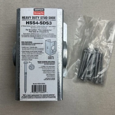 Simpson Strong-Tie Heavy Duty Stud Shoe HSS4-SDS3 with 3" Wood Screws Galvanized
