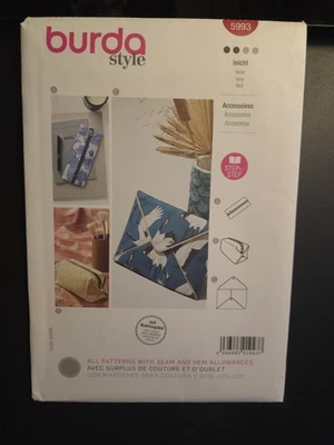 Burda Style Pattern 5993 Zip Cosmetic Pouch Snap Clutch Bag Pencil Case Uncut - Image 1 of 3