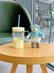 China Starbucks 2024Summer Sunny Rain Series 17oz Glass Straw Cup With Bear Doll - Picture 1 of 4