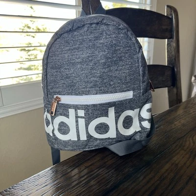 ADIDAS Linear Mini Backpack Small Gray Adjustable Travel Bag - Image 1 of 4