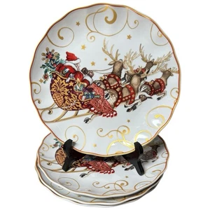 Williams Sonoma Twas The Night Before Christmas Dinner Plate Reindeer Sleigh 4 - Picture 1 of 8