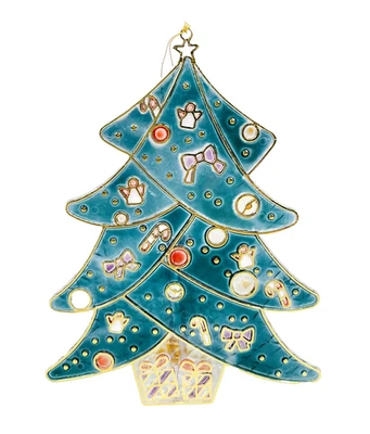 Árbol de Navidad Suncatcher plástico vitral adorno ventana grande vintage Foto 1 de 4