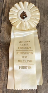 Jefferson County Fair Horse Show Rosette Ribbon Award Equestrian Cream 1970 - Picture 1 of 5