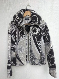 Averardo Bessi Gray Black Quilted Puffer Jacket Coat Made In Italy Size 8 - Picture 1 of 7