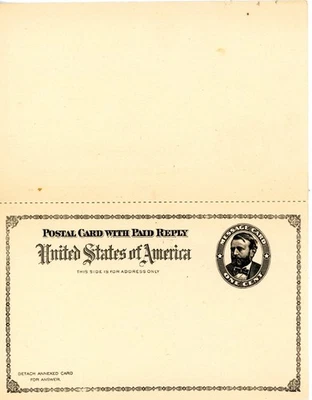 UNITED STATE--Complete Postal Reply Card Scott #UY1 - Image 1 of 2