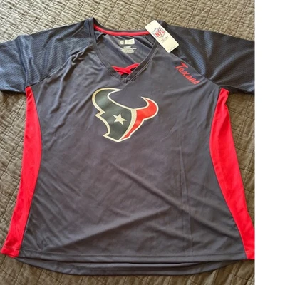 NFL Houston Texans Equipo Ropa Mujer XL Camiseta Cuello en V Rendimiento Ropa Activa Foto 1 de 4