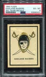 1960 Fleer AFL Team Decals Oakland Raiders PSA 6 - Bild 1 von 1
