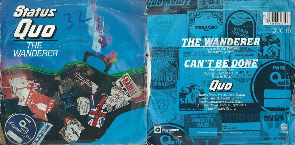 DISQUE 45 TOURS STATUS QUO ‎– THE WANDERER // CAN'T BE DONE - Photo 1/1