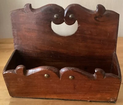 Étagère Vide Poche Noyer Artisanale Ancienne 27x10 Haut 21,5 Cm Rustique - Photo 1/4