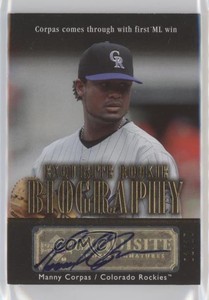 2007 Exquisite Rookie Signatures Biography Gold /15 Manny Corpas Manuel Auto