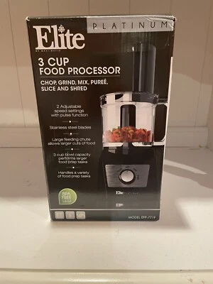 Elite By  Maxi-Matic PLATINUM Series 3 Cup Food Processor New In Box - Image 1 of 4