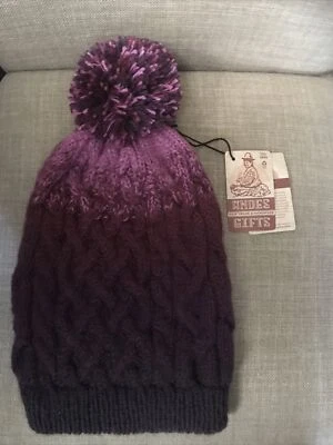 Gorro holgado Andes Gifts grueso tejido púrpura acrílico/mezcla de alpaca NUEVO NUEVO CON ETIQUETAS Foto 1 de 3
