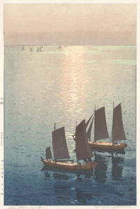 Hiroshi Yoshida Prints Shining Sea Full-scale 40.5 cm x 27 cm Reprint not Frame - Picture 1 of 5