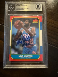 KINGS MIKE WOODSON signiert handsigniert 1986 FLEER CARD BECKETT BAS - Bild 1 von 1
