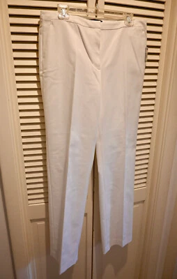 Новый с Ярлыками $188 ELIE TAHARI яркий белый Lyla брюки размер 12 хлопковая смесь - Изображение 1 из 4