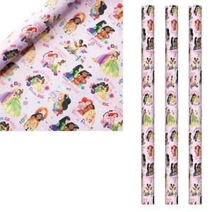 Disney Princess Birthday Wrapping Paper 3 x 2M Rolls Gift Wrap - Picture 1 of 1