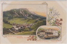 MOENA VAL DI FIEMME TRENTO ALBERGO AL CAVALLETTO E PANORAMA 1908 BELLA !