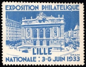 Cartel sello Francia 1933 exposición filatélica nacional Lille del 3 al 6 de junio - Imagen 1 de 3