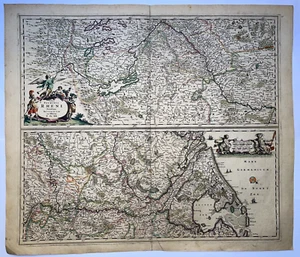 RENO FIUME c. 1680 FREDERIK DE WIT GRANDE MAPPA ANTICA XVII secolo - Foto 1 di 8