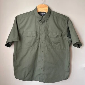 5.11 Tactical Pro Men 2XL Olive Green Shirt Short Sleeve Button Up 71175 Vented - Picture 1 of 10