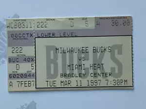 1997 Miami Heat Milwaukee Bucks Ticket 3.11.97 Tim Hardaway 29 Punkte - Bild 1 von 2