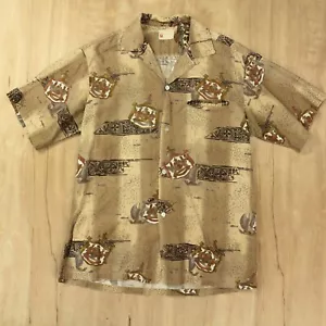 vtg 50s 60s Kramer's hawaiian usa made shirt MEDIUM aloha tiki loop collar - Picture 1 of 8