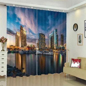 Great City Lights Shine 3D Blockout Photo Print Curtain Fabric Curtains Window - Imagen 1 de 10