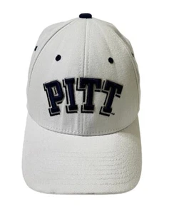 PITT Panthers Zephyr Cap Men M/L NCAA White w/Blue Letters Fitted Hat Pittsburgh - Picture 1 of 10