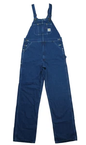 NEW Carhartt Mens 36 x 36 Blue Denim Bib Carpenter Overalls R07 DST - Picture 1 of 10